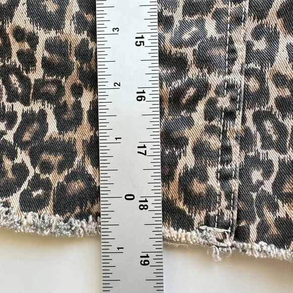 NWOT Free People Leopard Print Denim Jacket‎ Cropped Raw Hem Edgy Retro XS - Picture 12 of 12